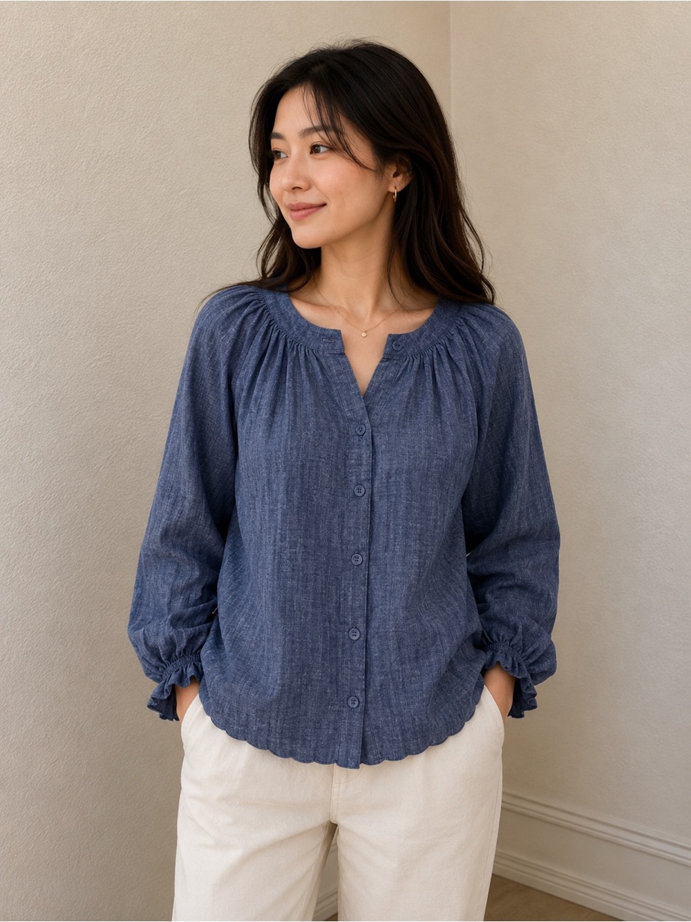 NWT Womens Joie Moneta Long Sleeve in Chambray Size XXS